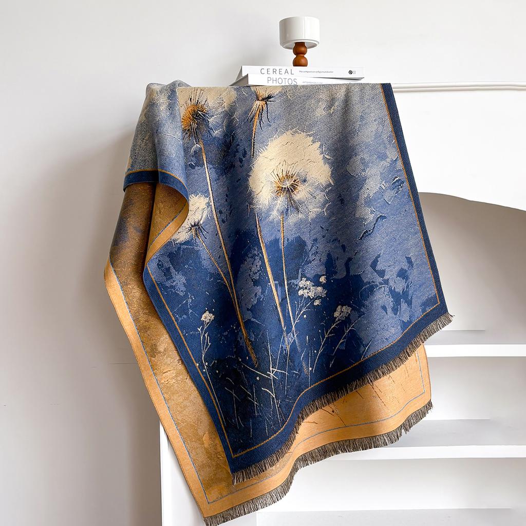 Brand Fashion Floral Winter Warm Cashmere Shawl Scarf Women Oil Painting Print Pashmina Thick Scarves Wrap Femal Poncho Echarpe