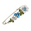 Brooch Pin 3D Flower Decor Scarf Pin with Rhinestone Inlay Thick Stable Lock Anti-exposure Suits Coats Sweaters Pin