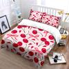 Cherry Pattern with Pink Bows Bedding Duvet Cover Set  (1*Duvet Cover 2*Pillowcases, without duvet insert)