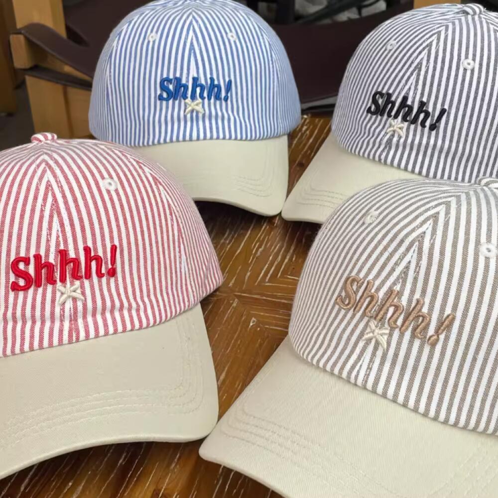 Wide Brim Letter Embroidered Baseball Cap, Cotton Color Block Stripes Hat For Men Women Outdoor Korean Fashion Casual Headwear