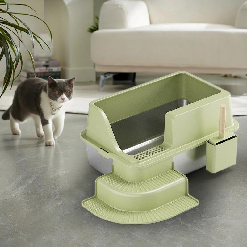 Stainless Steel Open Cat Litter Box - Wide, Thickened, Anti-Splash, Anti-Corrosion & Easy to Clean