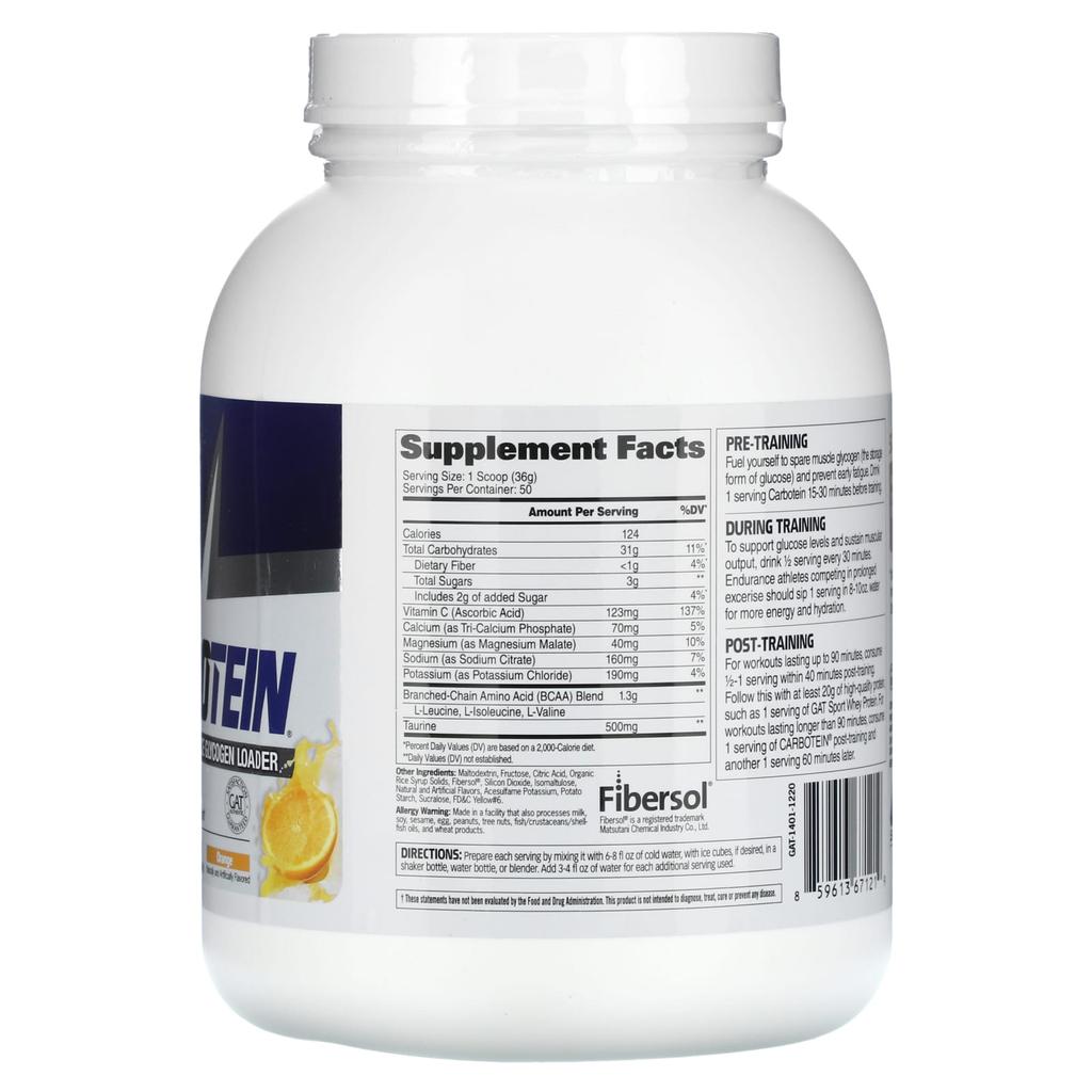 GAT, Carbotein, High Potency Glycogen Loader, Orange, 1.8 kg (3.97 lb)