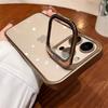 Fold Glass Lens Stand Holder Clear Case For 17 16 15 14 13 12 Pro Max Plus Plating Camera Protection Shockproof Cover