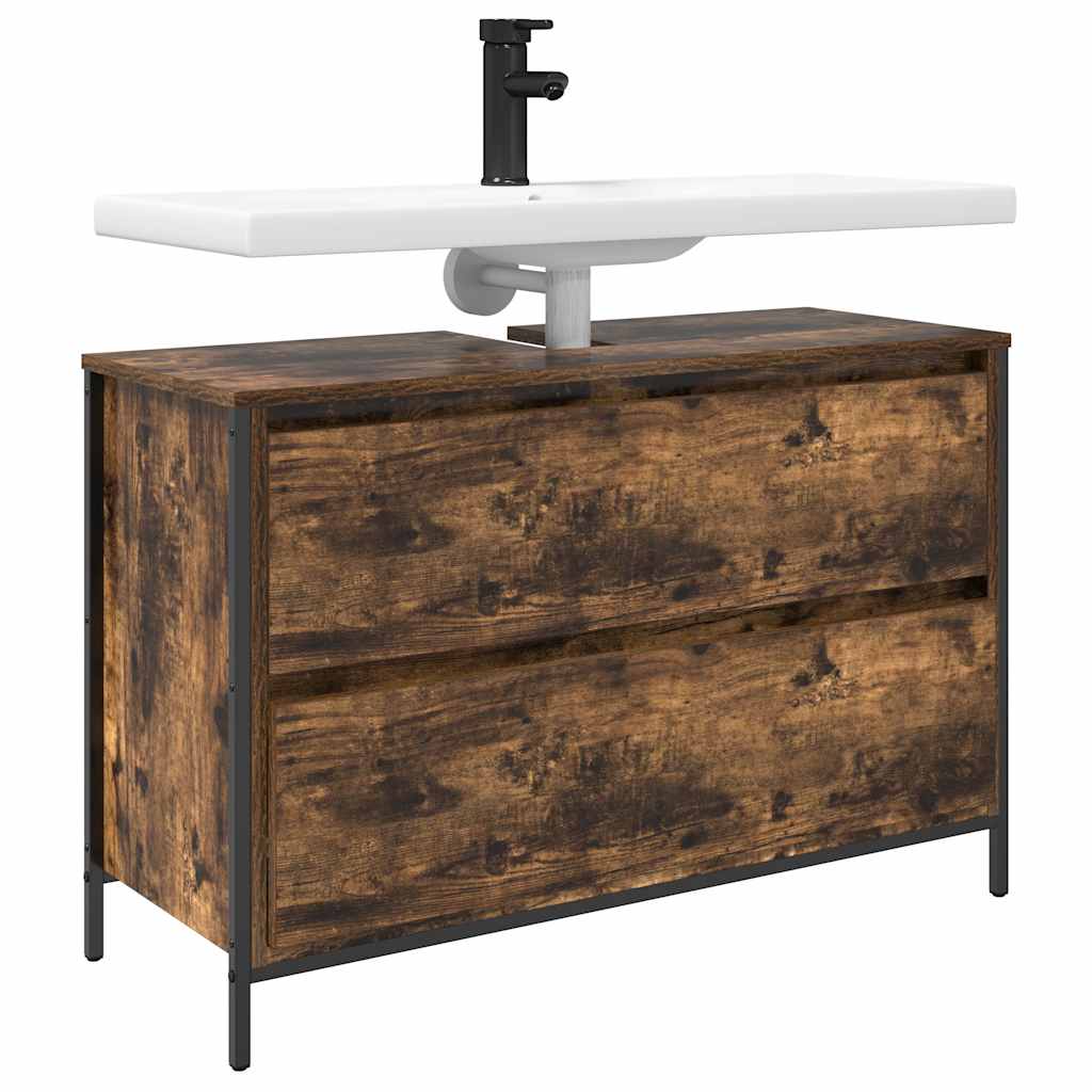 Washbasin Cabinet with Drawers Smoked Oak