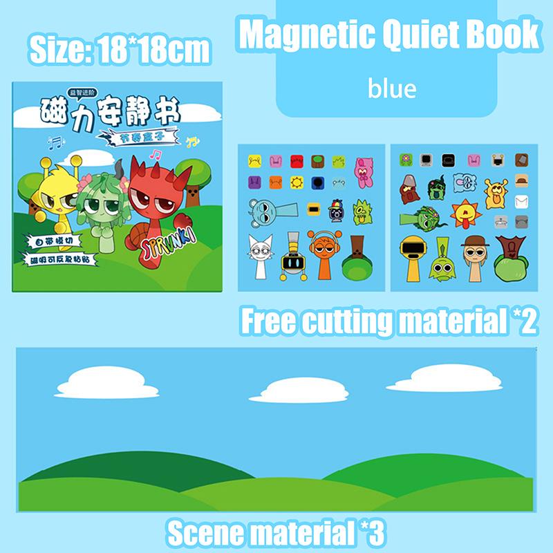 1 Set Children Diy Handmade Cut Paper Book Sprunki Incrediblebox 18Cm Large Magnetic Quiet Book Magnetic Toy Birthday Gift