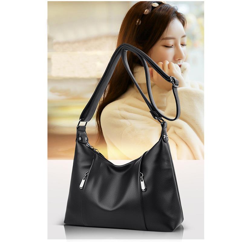 Damen-Schultertasche aus weichem Leder, Messenger-Tasche, inklusive Geldbörse und Kartenpaket