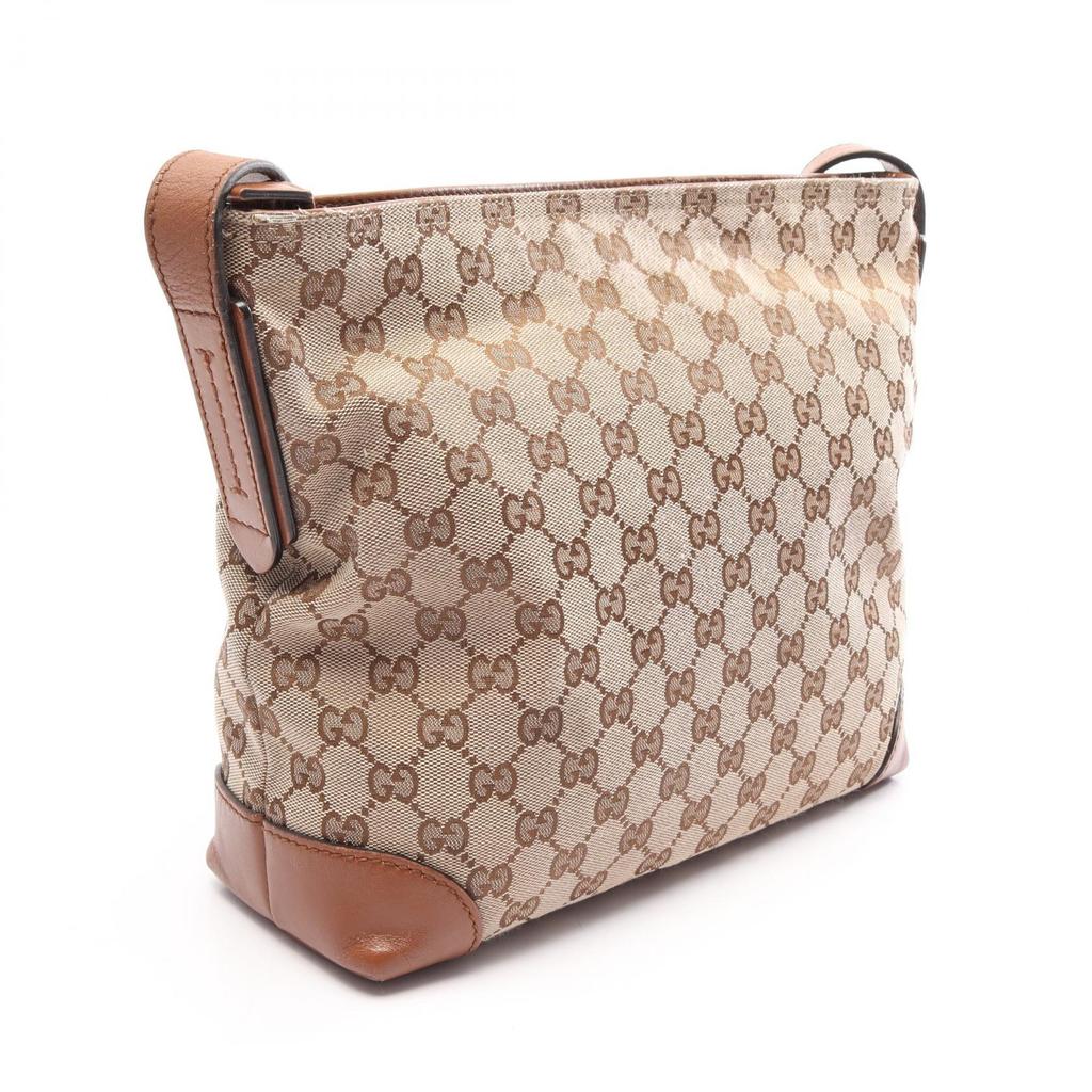 Used GUCCI GG canvas sherry line Shoulder Bag 337598 canvas leather Beige Brown Used Women