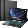 Samsung Tablet S9 FE Plus 12.4" RGB Backlit Touch Keyboard & Leather Protective Case