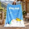 Adventure Time Custom Name Flannel Blanket Personalized Soft Warm Plush Throw Blanket Customized Gift for Family Friends