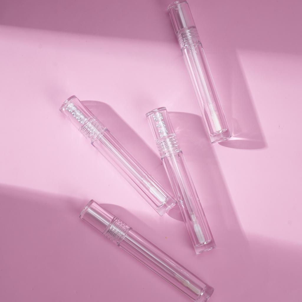 4ml Round Clear Lip Gloss Tube with Pearl Cap, Blue White Pink Cosmetic Container for Lip Glaze