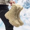 New Men Lace Up Casual High Top Men's Boots Waterproof Winter Boots Anti-Slip Ankle Boots Army Work Boots Warm Plush Snow Boots