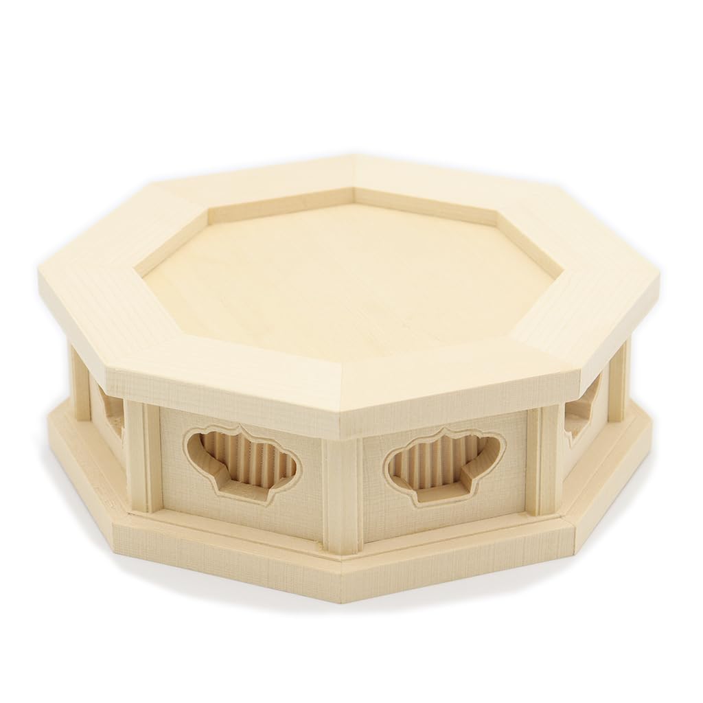Special Buddhist Statue Carving Buddhist Octagonal Base for Sun Made of Cypress Wood 19428 Kurita's [Wood Altar] 3.0 (W15cm, D15cm, H5cm)