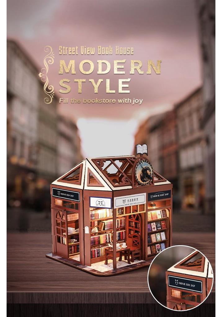 QuYiYa DIY Miniatur-Buchhandlung: Miau Talk & Words Kreatives Haus Modell Geschenk
