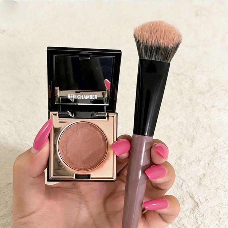 Hua Qianxun Genuine Blush Brush, Angled Stippling Brush, Portable Makeup Artist's Special Powder Foundation Brush, Contour Brush