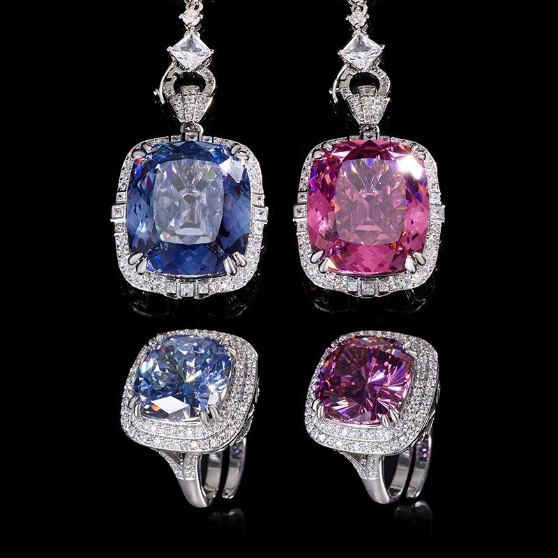 Jewelry Copper Bottom Gold-Plated Simulation White-Plated Blue Temperament Large Pendant Set 20 * 23