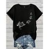 SHEIN LUNE Plus Size Turtle Printed Short Sleeve Round Neck T-Shirt Graphic Tees Women Tops