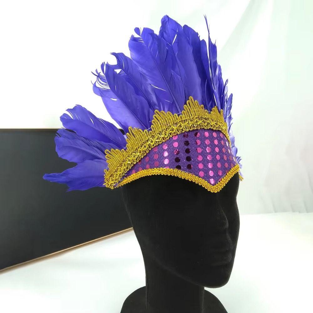 Head-mounted Feather Headdress Hair Band Carnival Costume Headwear Chief Headdress Adult Kids