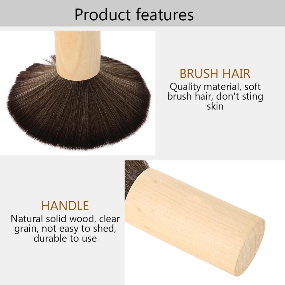 Anti-Static Hair Sweep Brush Wood Handle Barber Cleaning Brush Neck Duster Brush  For Barber Shop