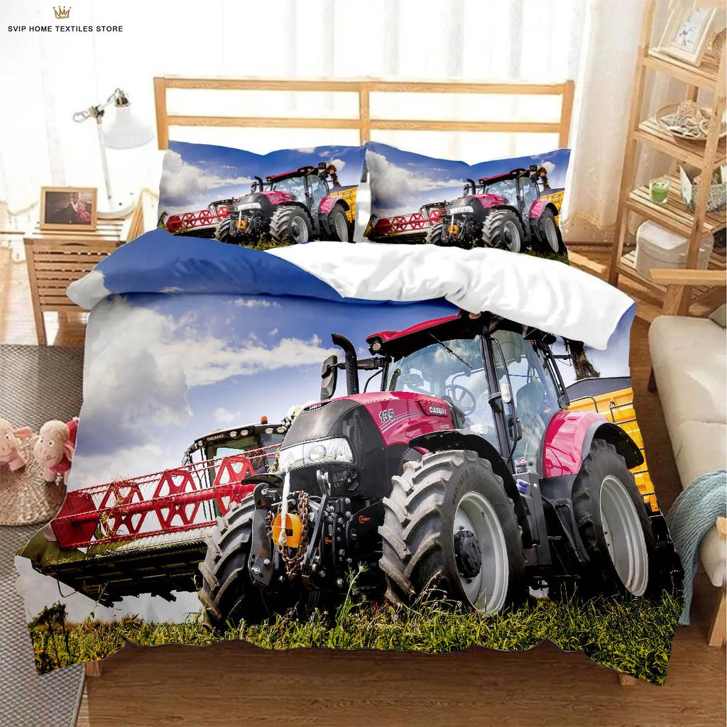 Farm Car Cool Tractor 3D Printed Quilt Cover 100% Polyester Machine Washable Duvet Cover Bedding Set Quilt Cover Pillowcase