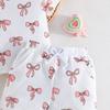 Girls' Short-sleeved Top + Shorts Set Bow Print Summer Fashion Two-piece Set