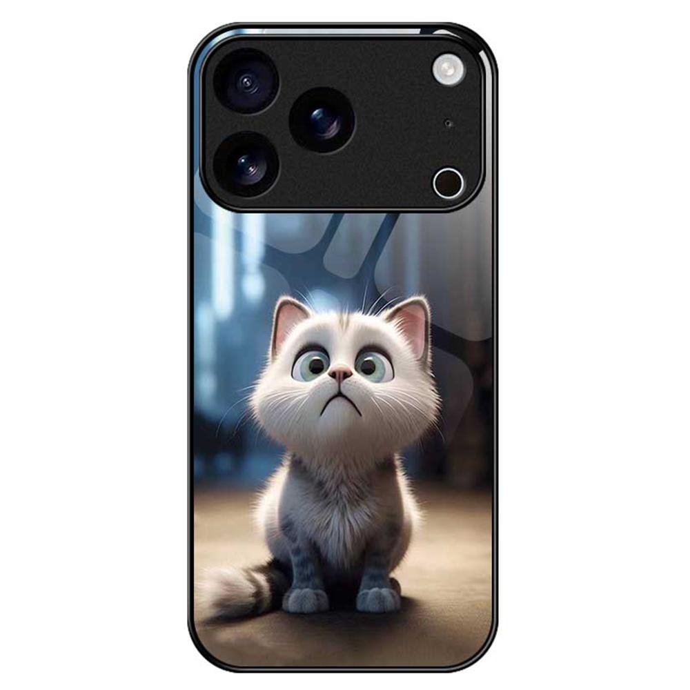 For iPhone 17 Pro Max Case TPU PC Tempered Glass Pattern Printing Phone Back Cover