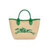 Longchamp Le Pliage 21 Embroidered Snap Closure Canvas And Leather Trimmed Tote Bag Women Tote Bag Green 10144HCE129