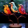 2/3/5bird Desktop Stained Acrylic Birds Branch Desktop Ornaments Double Sided Multicolor Craft Statue Ornaments Decoration New