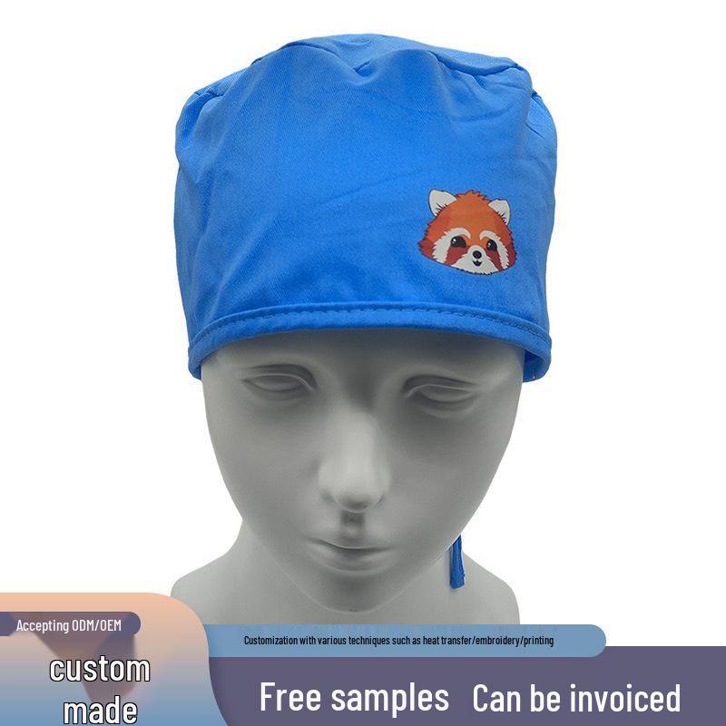 Adjustable Soft Cotton Surgical Cap for Women with Long Hair - Heat Transfer Print, Dentist and Clinic Use