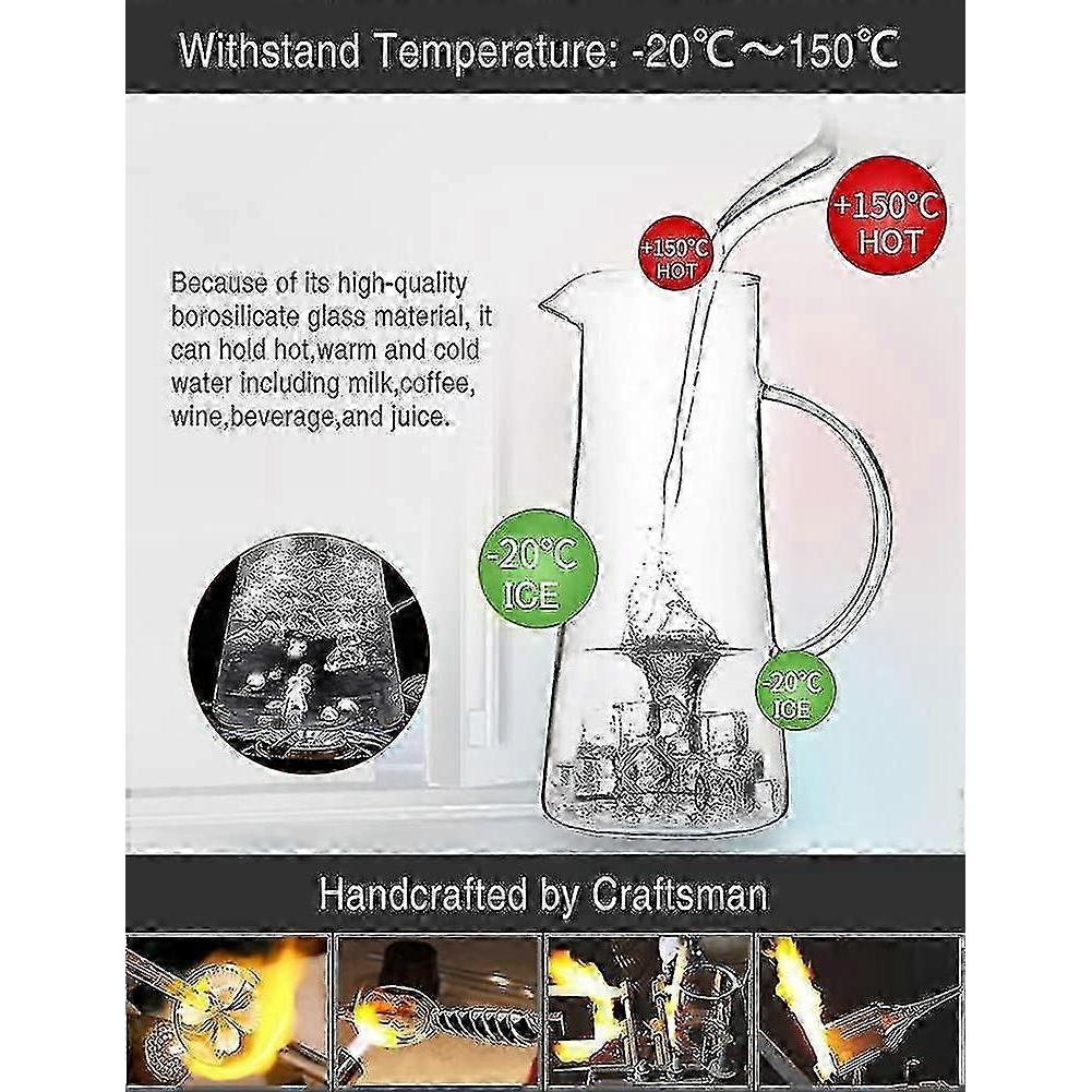 1.5 Liter Glass Pitcher With Lid. Glass Carafe For Water. Iced Tw