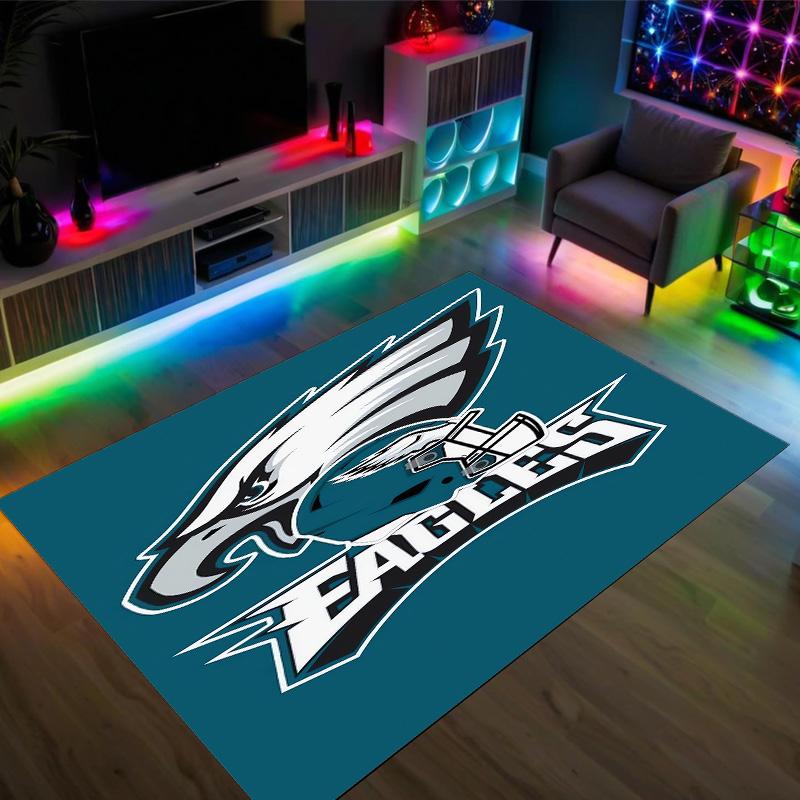 Philadelphia Eagles Design Kristall-Samt-Teppich Gemütlich Nicht?Rutschfester Teppich mit Aufdruck für Schlafzimmer Wohnzimmer Eingang