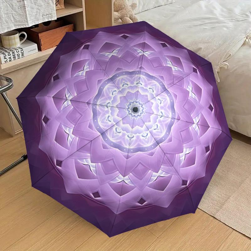 

1pc Purple Mandala Pattern Automatic Folding Umbrella, Casual Outdoor Accessory, Birthday Festival Gift yy251126159