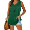 Women Fashion V-neck Sleeveless T-shirt Women Casual Cat Printed Tank Top
