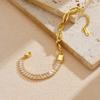 18K Gold Plated Padlock Baguette CZ Link Bracelet, Dainty Paperclip Chain Charm Bracelet for Women, Trendy Jewelry