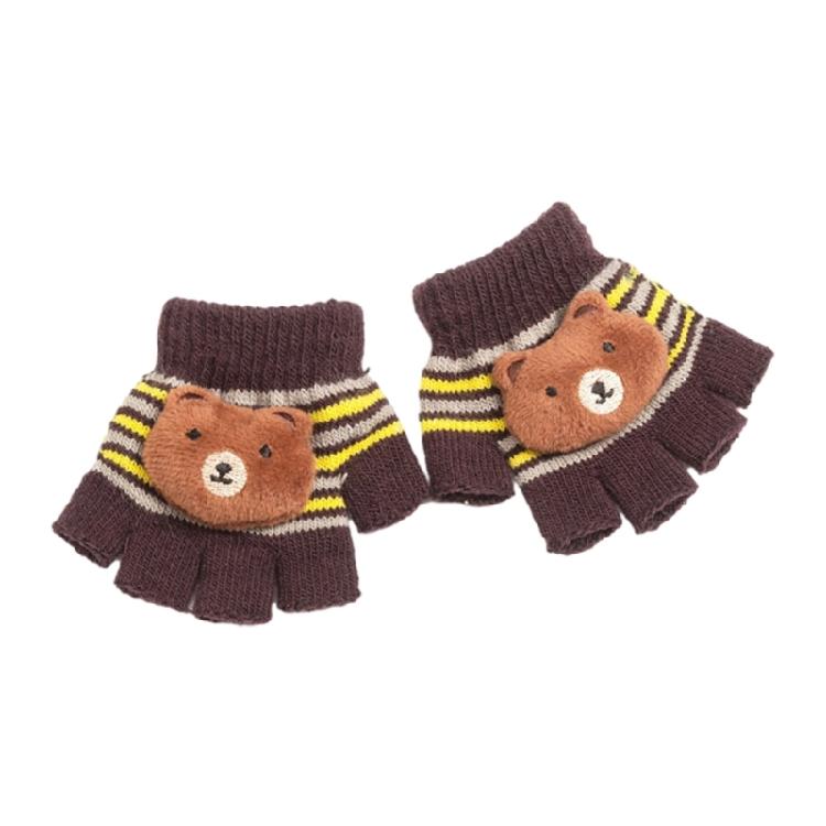 

Thick Warm Mittens Children Hand Gloves Winter Indoor Cartoon Half Finger Gloves кавовий
