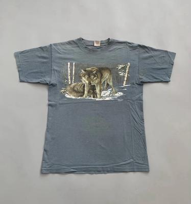 Vintage 1998 Wolf In Winter Thrashed Faded Tee Y2K