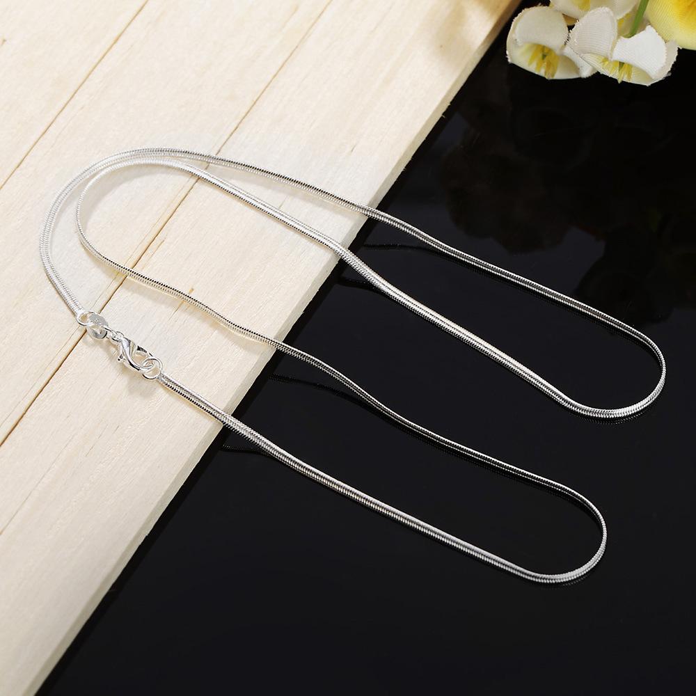 Collana Jinrongxing 16-30" Placcata Rame Argento Catena Piatta Serpente Europea/Americana 2MM