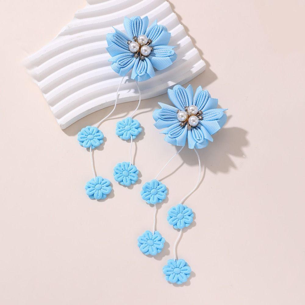 

2 шт. Милые заколки для волос с цветочной кисточкой, головной убор, модные заколки для девочек синий