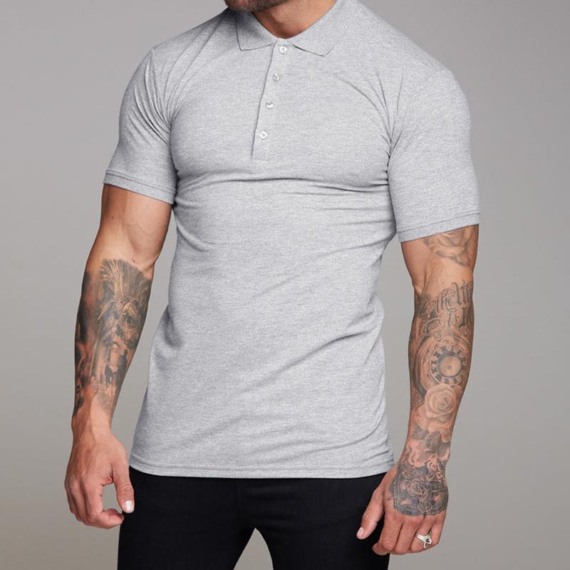 Men Casual Turn Down Collar Short Sleeve Button T-shirts Summer Male Solid Slim Workwear Office Tee Tops