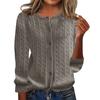 Women's Fashion Single Breasted Cardigan Solid Color Button Knit Casual Top