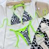 Bikini Sexy a Stampa Zebra Donna 2 Pezzi Triangolo Borsa Costume da Bagno Fascia Fluorescente Schiena Scoperta Costume da Bagno Vita Bassa Costumi da Bagno 2026