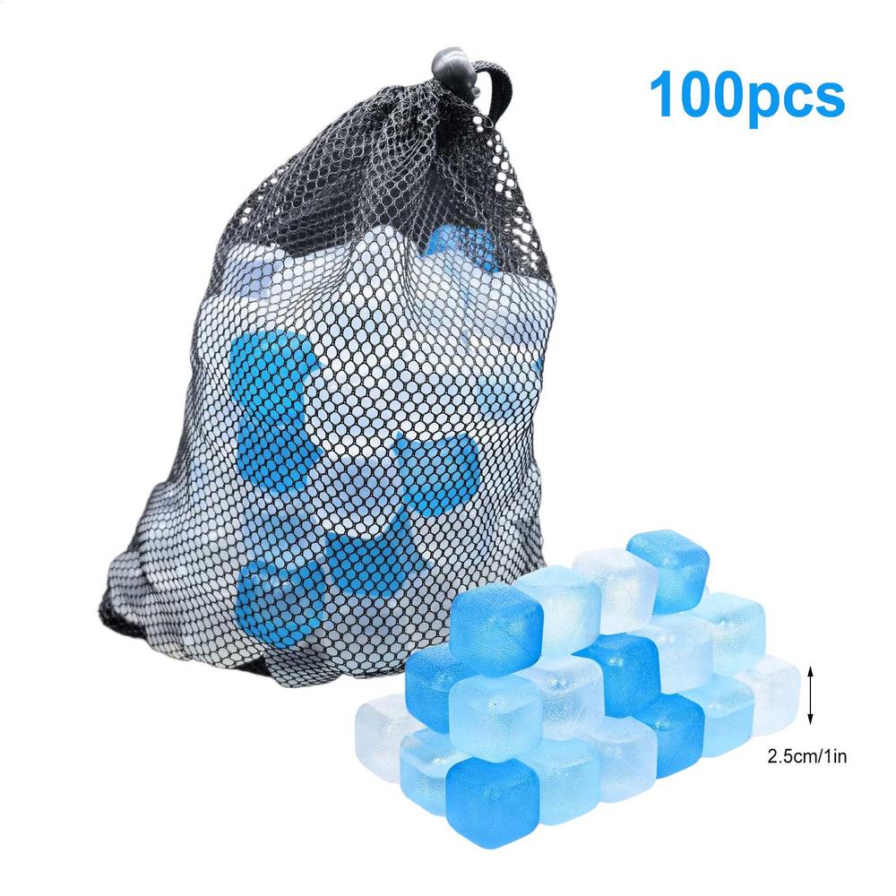 Ice Cubes Reusable 100Pcs Refreezable Cooling Blocks Slow Melting Ice Cubes for Whiskey Cocktail Coffee Juice Drinking picnic