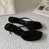 Fashion SUOJIALUN 2025 Summer New Women Slipper Fashion Narrow Band Women Slides Thin High Heel Outdoor Dress Gladiator Sandal Pumps Sho