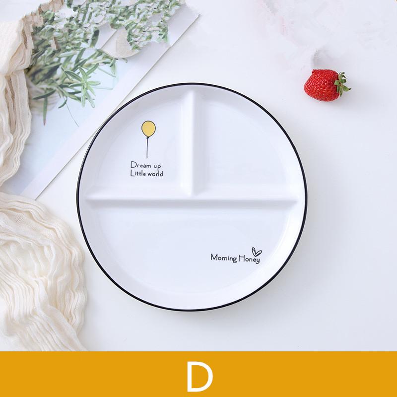 

Скандинавская круглая тарелка-перегородка на одного человека, керамическая тарелка для фруктов, дим-самов, детская обеденная тарелка, тарелка с 3 секциями, тарелки для завтрака, фаст-фуда