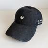 Fashion denim cap small love embroidered baseball cap student couple versatile hat wide brim shows small face