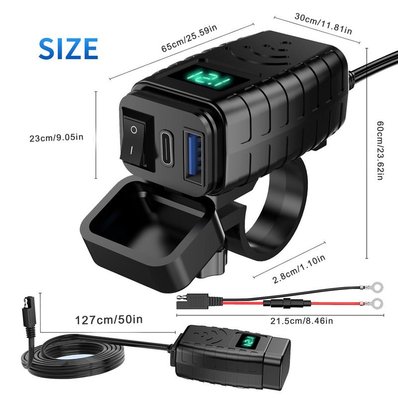 Motorcycle USB Charger PD & Quick Charger 3.0 QC3.0 Fast Charging USB Port QC3.0 Fast Charging PD Quick Charger 3.0 For