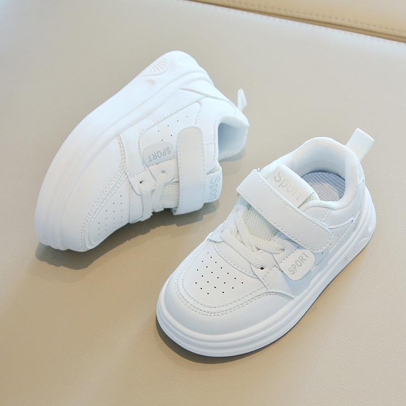 Spring and autumn new children's white sneakers, boys' sports shoes, lightweight girls' casual sneakers, soft-soled baby shoes