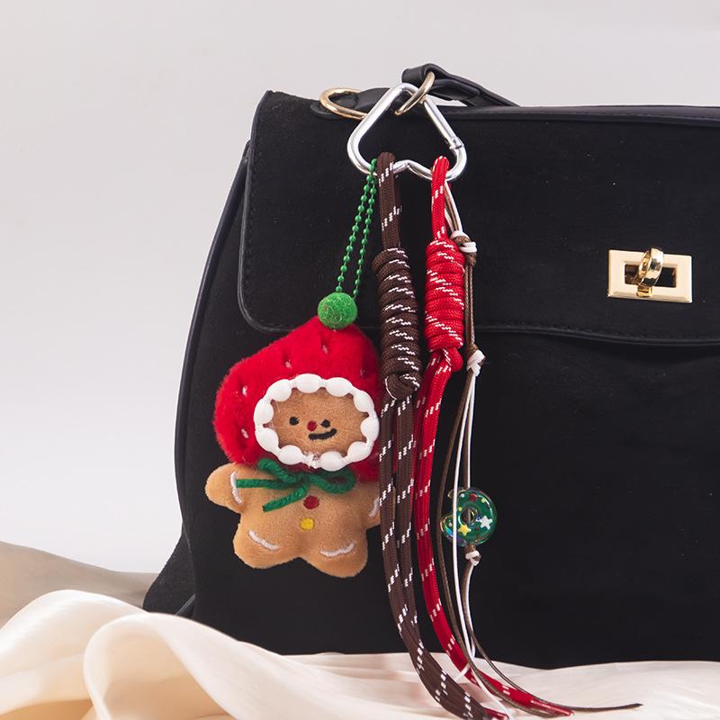 

Christmas Plush Cartoon Gingerbread Man Christmas Wreath Pendant Keychain Backpack Hanging Ornament Xmas New Year Gift A1