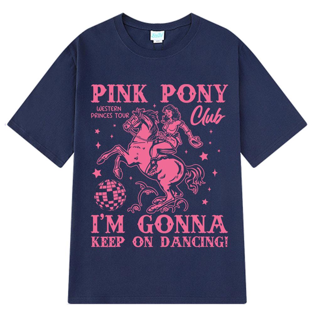 Pink Pony Club Fashion Print T-shirt Summer Short-sleeved 100% Cotton Casual T-shirts Man Woman Aesthetic Trendy Loose T-shirts