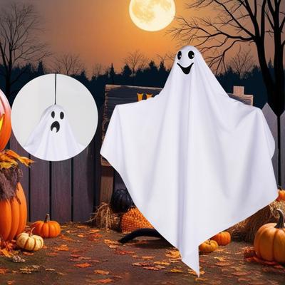 Halloween Hanging Ghost Outdoor Decoration, Cute Flying White Ghost for Front Yard, Porch, Patio, Lawn, Garden, Tree, Halloween Party Decor
