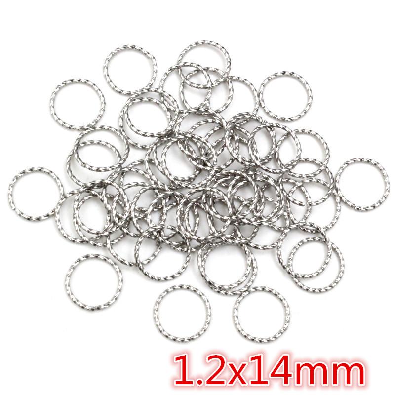 50pcs Stainless Steel 1/1.2mm Thick 6 8 10 12 14mm Twist Open Jump Rings for DIY Jewelry Making Findings for Earrings Necklace
